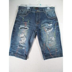 Switch Remarkable Mens Jean Shorts Urban NYC Streetwear Distressed Splattered‎